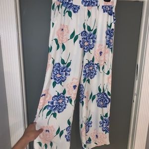 ANN TAYLOR Floral Pant Loose Elastic Waistband Small